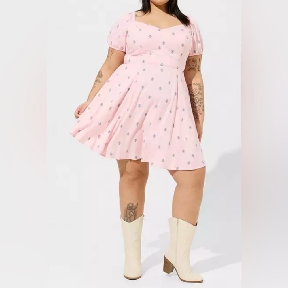 Mini Stretch Challis Sweetheart Skater
Dress